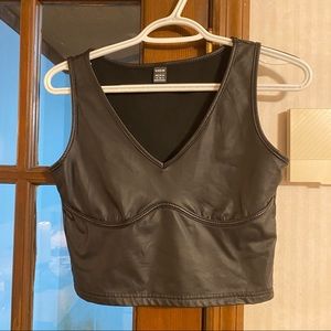 SHEIN black ‘leather’ crop top Nwot